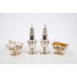 Six piece contemporary silver condiment set in the Georgian style - comprising a large salt and