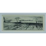 Harry Becker (1865 - 1928), etching - The fallow field, 7.5cm x 22.