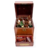 19th century mahogany cased apothecary box of small size,