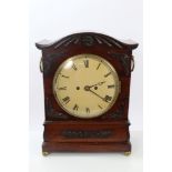 Regency period bracket clock with eight day twin fusee movement striking on a bell and circular