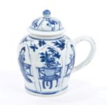 Late 17th century Chinese Kangxi blue and white pot and cover of baluster moulded form,