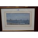 Attributed to Henry Robertson (1848 - 1930), watercolour and gouache - Shipping off Lowestoft,
