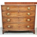 George III mahogany and boxwood line-inlaid chest of drawers with crossbanded top and four
