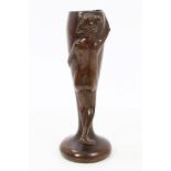 Early 20th century French bronze vase decorated in relief with the back of a female figure,