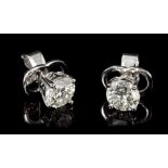 Pair diamond single stone stud earrings,