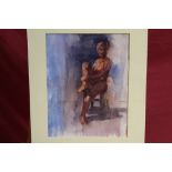 Mary Gundry (contemporary), watercolour - seated female nude, signed,