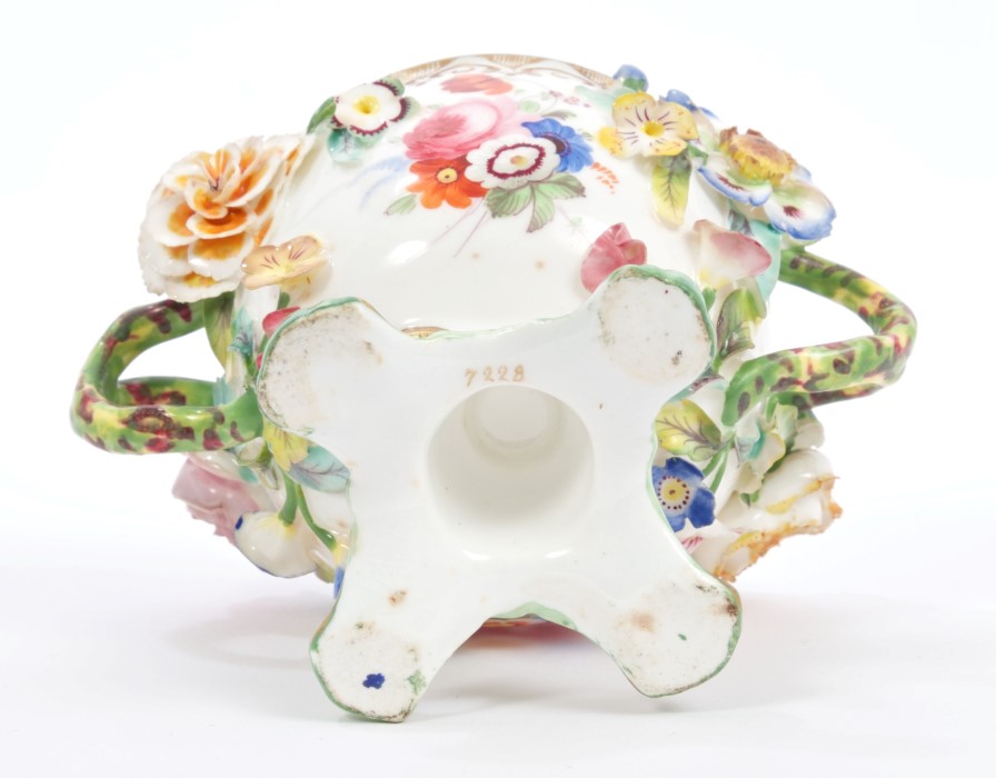 Early 19th century Coalbrookdale two-handled vase and cover with finely modelled flower - Image 3 of 4