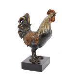 Late 19th century Austrian cold painted bronze figure of a cockerel crowing,