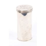 Early William IV silver nutmeg grater of cylindrical form, with engraved crest,