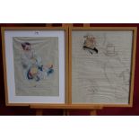 *Lucy Harwood (1893 - 1972), two pencil and pastel drawings - a seated boy,