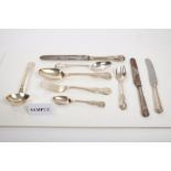 Composite set of Georgian and Victorian Kings pattern cutlery - comprising eight dinner forks,