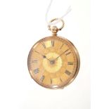 Late 19th century Swiss 18ct gold cased fob watch with key-wind movement,