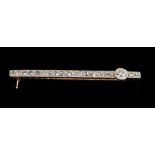 Edwardian diamond bar brooch with an old cut diamond estimated to weigh approximately 0.
