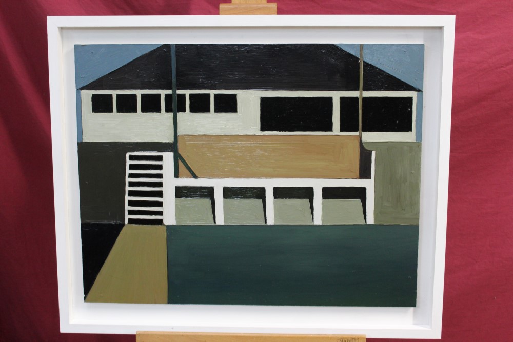 Ron Sims (1944 - 2014), oil on board - Buildings, Burnham on Crouch, 55cm x 71cm,