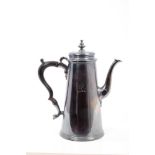 Fine quality George II silver coffee pot of tapering cylindrical form,