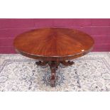Early Victorian mahogany circular dining table,