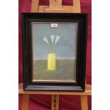 Peter McCarthy, contemporary oil on paper - Lilies in a yellow vase, signed,