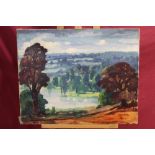 Paul Earee (1888 - 1968), oil on canvas - watery landscape, signed,