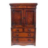 Victorian mahogany miniature press on chest with two panelled doors,