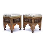 Antique pair of Moorish inlaid stools,