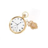 Gentlemen's 18ct gold open face pocket watch with Swiss button-wind movement and enamel dial in