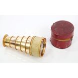 Georgian gilt brass and carved ivory five-draw monocular, signed - Barker 34 Princess St.