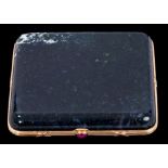 Fine Imperial Russian Fabergé gold mounted moss agate cigarette case of rounded rectangular form,