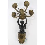 Good early 20th century Continental bronze and patinated bronze wall light,