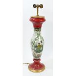 Victorian reverse painted glass table lamp with chinoiserie decoration,