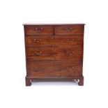 George III mahogany chest of drawers with moulded rectangular top and two short over three long