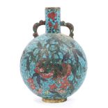 Fine Chinese Ming Dynasty cloisonné enamel moonflask, probably 15th / 16th century,