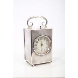 Late Victorian silver carriage clock with eight day repeat movement and lever escapement striking