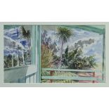 *Richard Bawden (b. 1936), watercolour - The Veranda, signed and dated 1984, in glazed frame, 29.