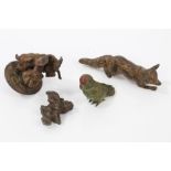 Collection of early 20th century Austrian bronzes - comprising cold painted parrot, 4cm,