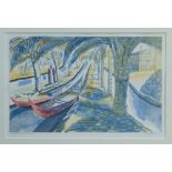 *Edward Bawden (1903-1989), colour lithograph, 'Among the Marsh Arabs', signed,