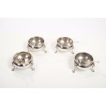 Matched set of four George V silver salts of cauldron form,