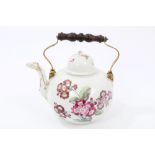 Fine 18th century German Hochst porcelain tea kettle and a cover of globular form,