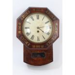 Early 19th century wall clock with spring-driven timepiece movement and white painted wooden dial