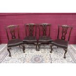 Good quality set of four Chippendale-style carved mahogany dining chairs,