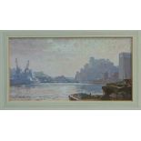*Leonard Russell Squirrell (1893 - 1979), pastel - Sun Through Mist, Ipswich Docks,