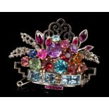 Art Deco multi-gem Giardinetto brooch,