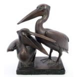 Helmut Diller (1911 - 1984): Bronze sculpture of pelicans, signed to base - Helmut Diller,