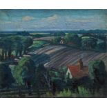 Paul Earee (1888 - 1968), oil on canvas - landscape with ploughed field, signed, 51cm x 61cm,