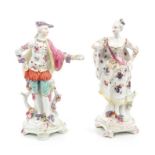 Pair 18th century Derby figures of Ranelagh Dancers, circa 1758,