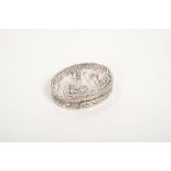 Contemporary Continental silver box of oval form, with raised floral decoration,
