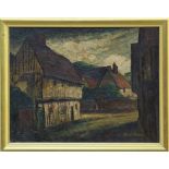 Paul Earee (1888 - 1968), oil on board - timber framed houses, signed, 38cm x 48cm,
