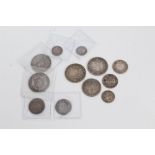 G.B. pre-1920 mixed silver coinage - to include Half Crowns William IV 1836. AF, Victoria Y.H.