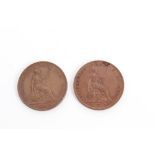 G.B. Victoria copper Pennies 1841OT (N.B. no colon after reg.). AEF and 1854OT.