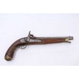 19th century percussion trade pistol with 15 bore barrel, brass furniture,