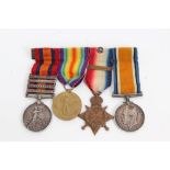 Boer War / First World War medal group - comprising Queen's South Africa medal with four clasps -